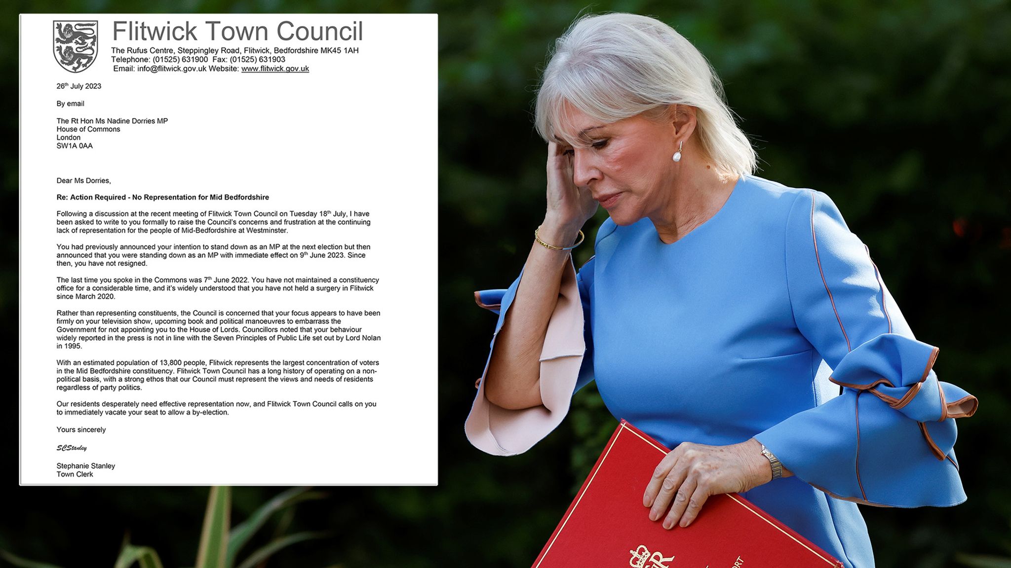 Council demands Nadine Dorries resigns 'immediately' as constituents 'desperately need effective representation'