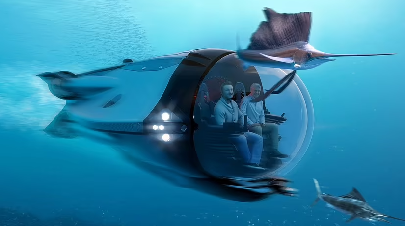 Would YOU hop on board? Ultra-luxury submarine can carry three passengers 984ft underwater at impressive speeds of up to 11mph